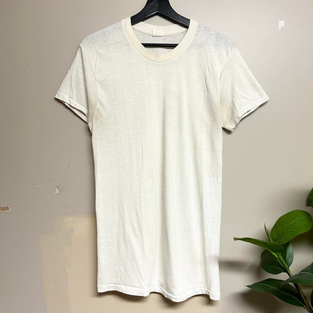 Vintage 60s Towncraft JCPenney Single Stitch Blank White T-Shirt Mens M Cream